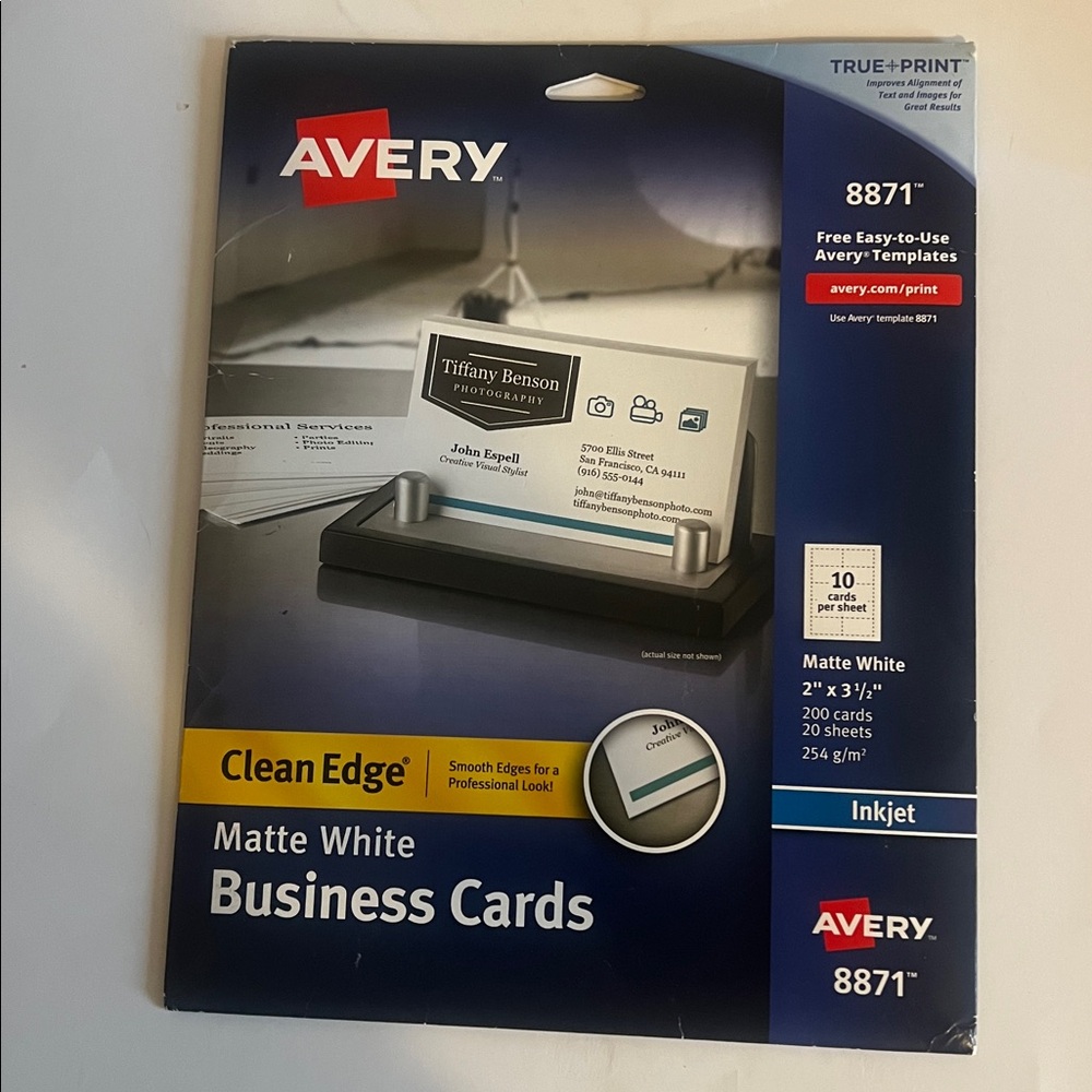 Avery 8871 White Matte inkjet Business Cards